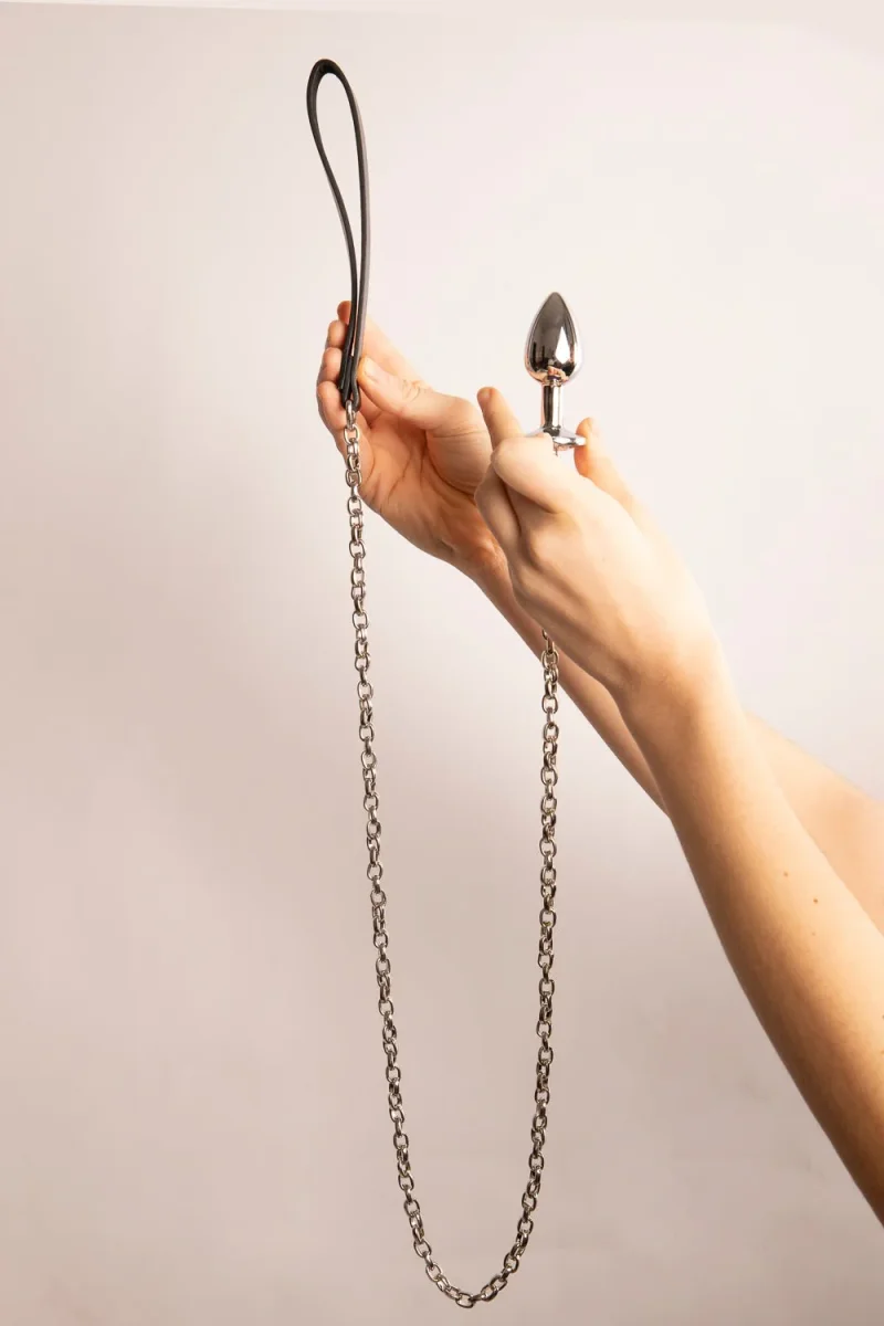 Plug Anale in Metallo con Guinzaglio - immagine 2